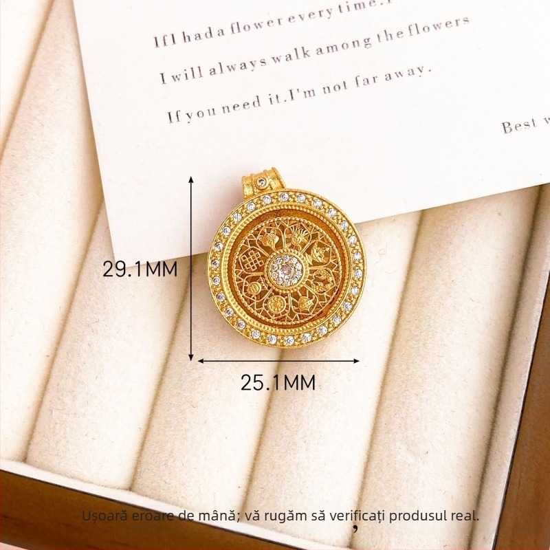 Pandantiv din cupru cu placare aur reală, motiv filigran decupat în formă de gutuie, accesoriu minimalist de modă