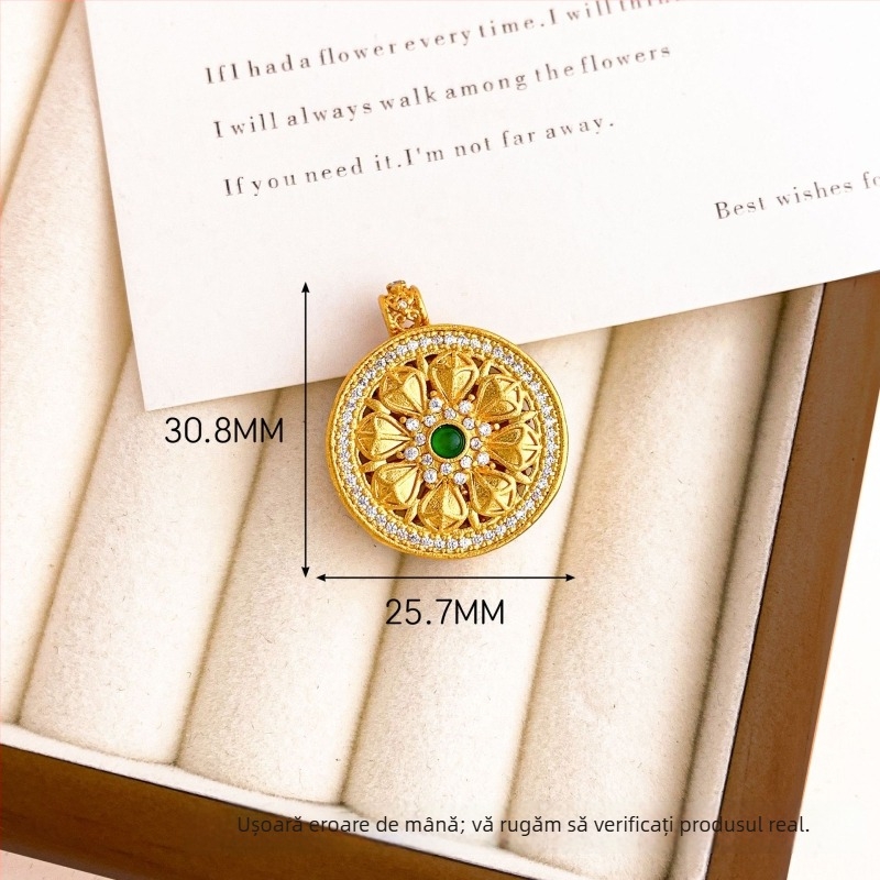 Pandantiv din cupru cu placare aur reală, motiv filigran decupat în formă de gutuie, accesoriu minimalist de modă