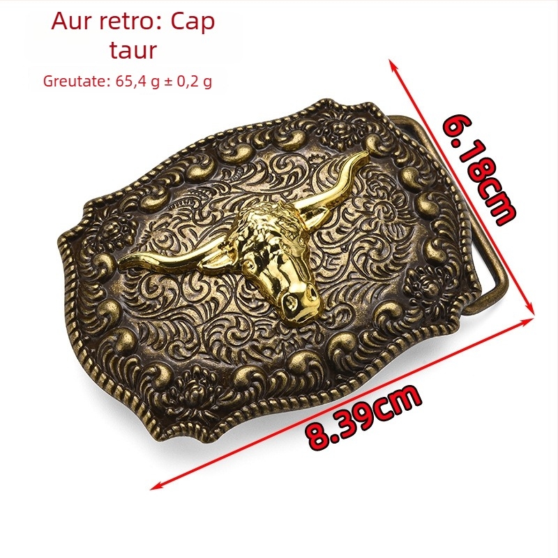 Cataramă de curea punk din aliaj, dreptunghiulară, cu model animal