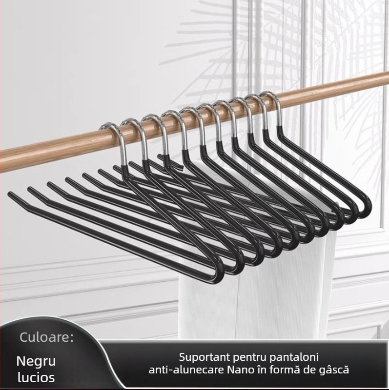 Umeraș pentru pantaloni în formă de gâscă, acoperire nano PVC, antiaderent, cu un singur strat, fără cusături, tehnologie dip molding, 2 bucăți, potrivit pentru pantaloni, eșarfe și cravate