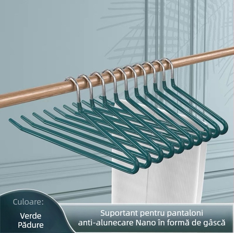 Umeraș pentru pantaloni în formă de gâscă, acoperire nano PVC, antiaderent, cu un singur strat, fără cusături, tehnologie dip molding, 2 bucăți, potrivit pentru pantaloni, eșarfe și cravate