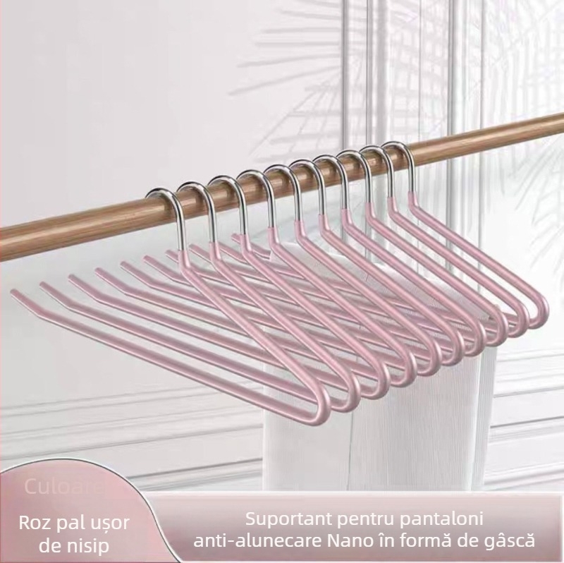 Umeraș pentru pantaloni în formă de gâscă, acoperire nano PVC, antiaderent, cu un singur strat, fără cusături, tehnologie dip molding, 2 bucăți, potrivit pentru pantaloni, eșarfe și cravate