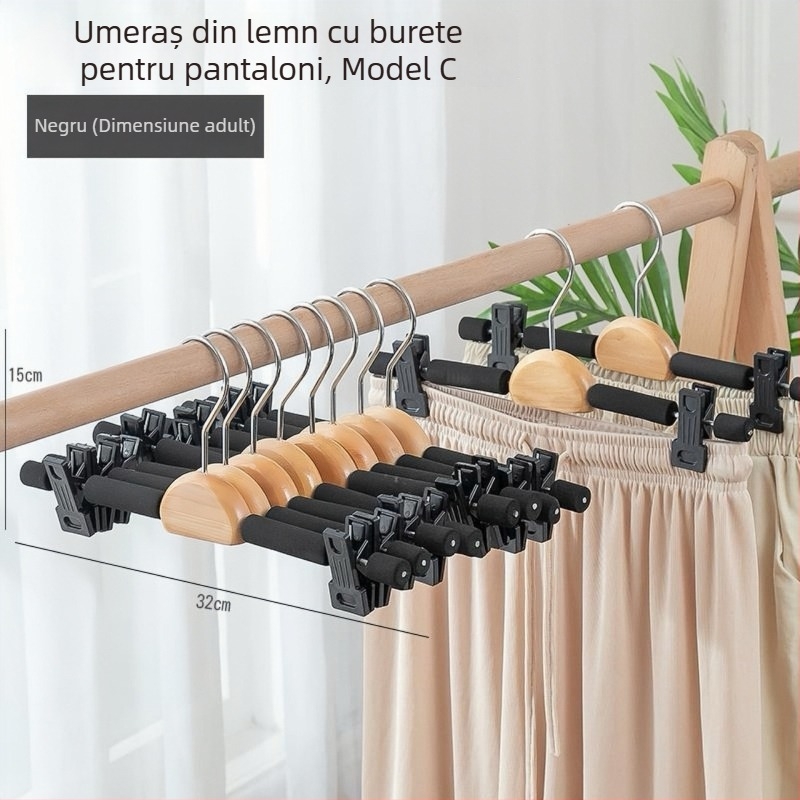 Clip de uscat pentru haine — antiaderent, fără urme, stil modern minimalist; material: burete; capacitate mare de susținere; potrivit pentru tricouri, costume, pantaloni (material: burete; caracteristici: antiaderent, fără urme; capacitate: mare)