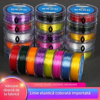 Fir elastic de pescuit cu filament rotund transparent și mărgele cristal, tricotat manual din spandex