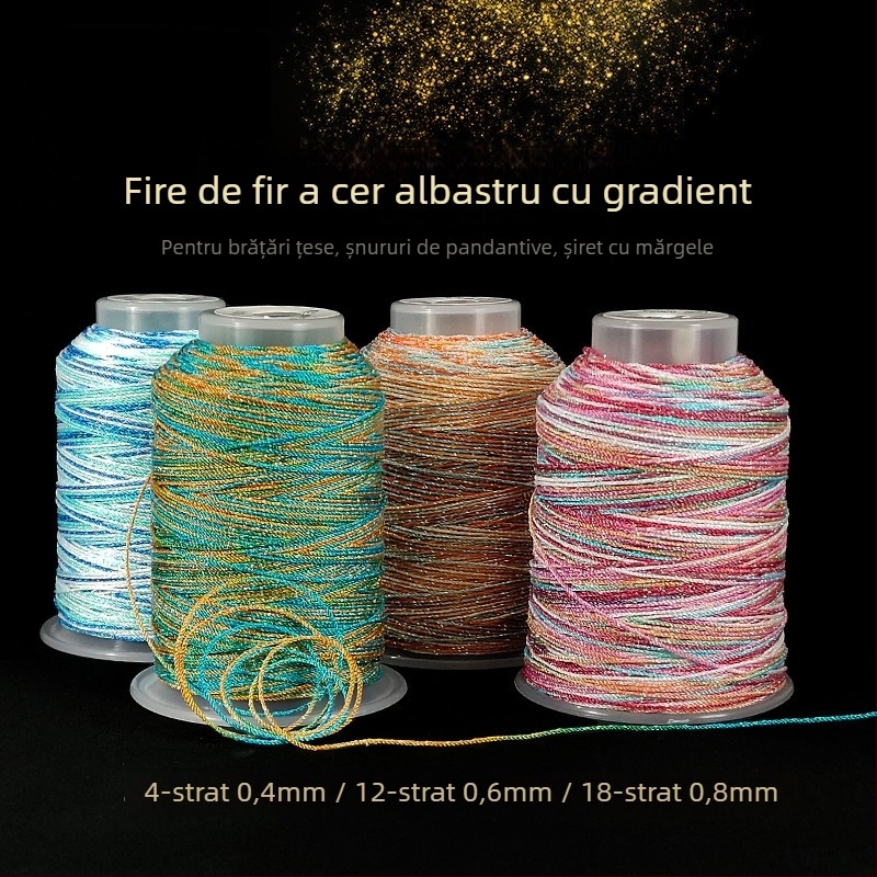 Șnur pentru mărgele, tricotat manual, finisaj vopsit în stil cer înstelat, disponibil în configurații cu 6 sau 9 șnururi