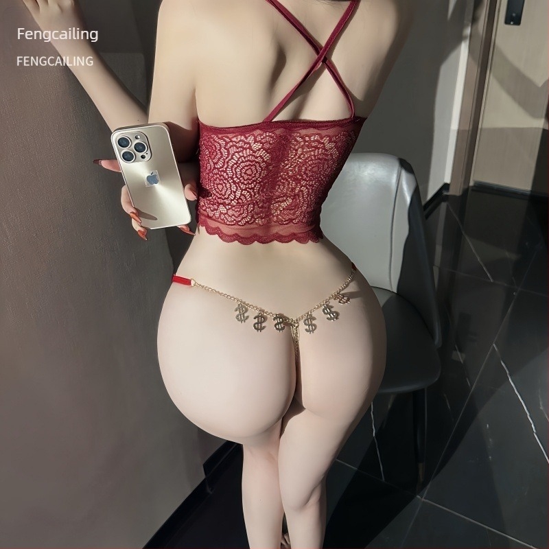 Lenjerie thong cu lanț metalic pentru femei, material poliester 90-95%, brand Style bell, cod F255, lansare vară 2025