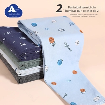 Pantaloni lungi de bumbac pentru băieți, talie medie, 100% bumbac, Toamnă–Iarnă, 3–8 ani