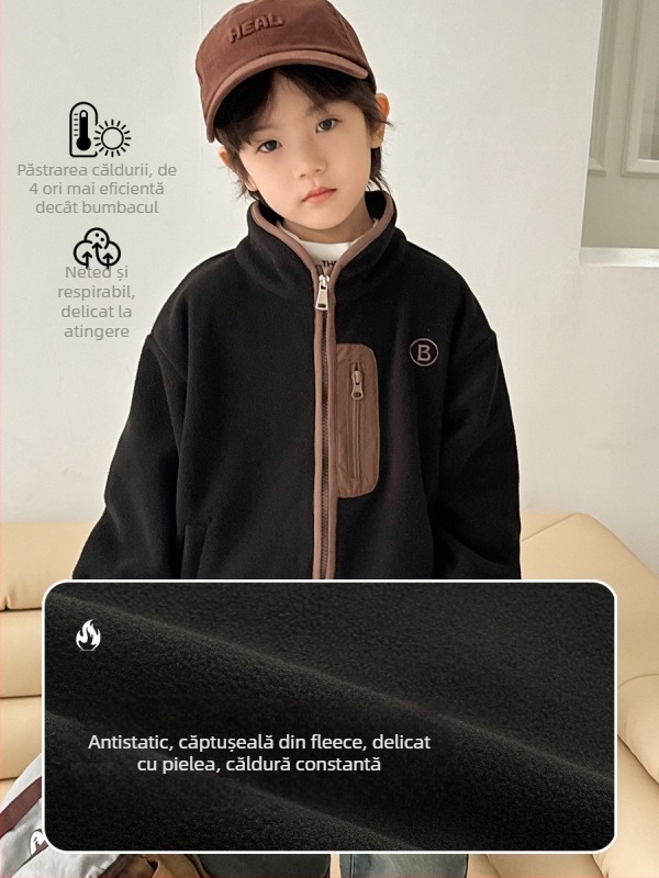 Jachetă de camping 3 în 1 pentru băieți, cu căptușeală detașabilă, impermeabilă 3000mm, 100% poliester, lungime medie