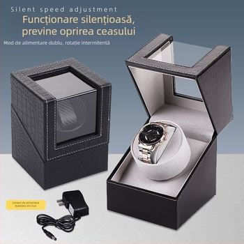 Cutie de ceasuri cu învârtire automată – PU piele + MDF, cusături manual, ambalaj cu două straturi