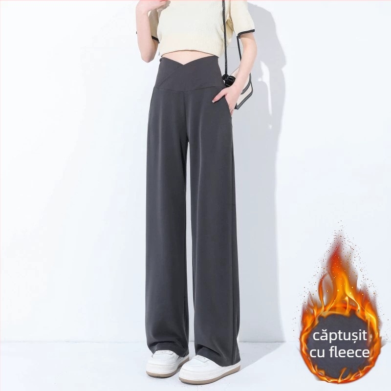 Pantaloni pentru gravide, talie înaltă, lungi până la podea, Cupro fibre 50–70%, suport abdominal