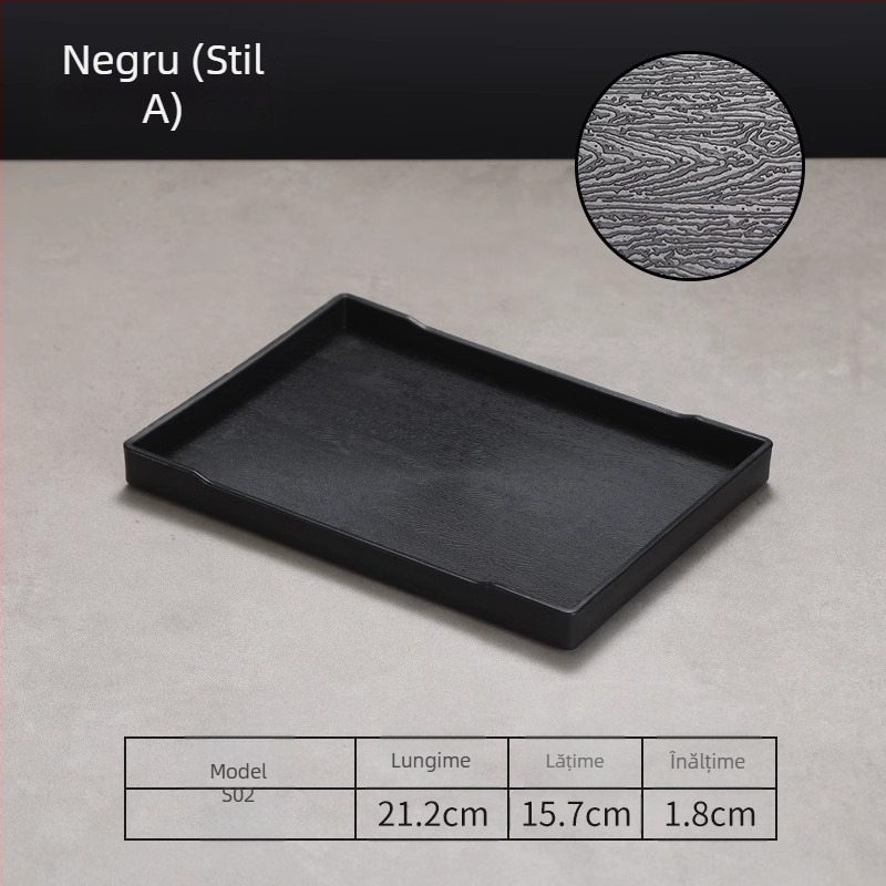 Tavă pentru hotel - plastic PP, stil lemn imitatie, dreptunghiulară, antiaderentă, pentru pahare și depozitare de produse de igienă, cu logo imprimat