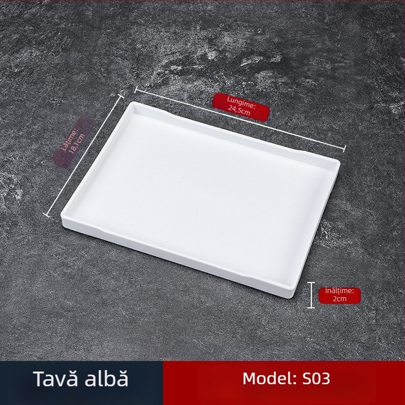 Tavă pentru hotel - plastic PP, stil lemn imitatie, dreptunghiulară, antiaderentă, pentru pahare și depozitare de produse de igienă, cu logo imprimat