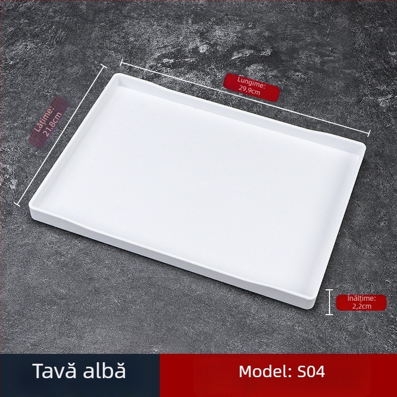 Tavă pentru hotel - plastic PP, stil lemn imitatie, dreptunghiulară, antiaderentă, pentru pahare și depozitare de produse de igienă, cu logo imprimat