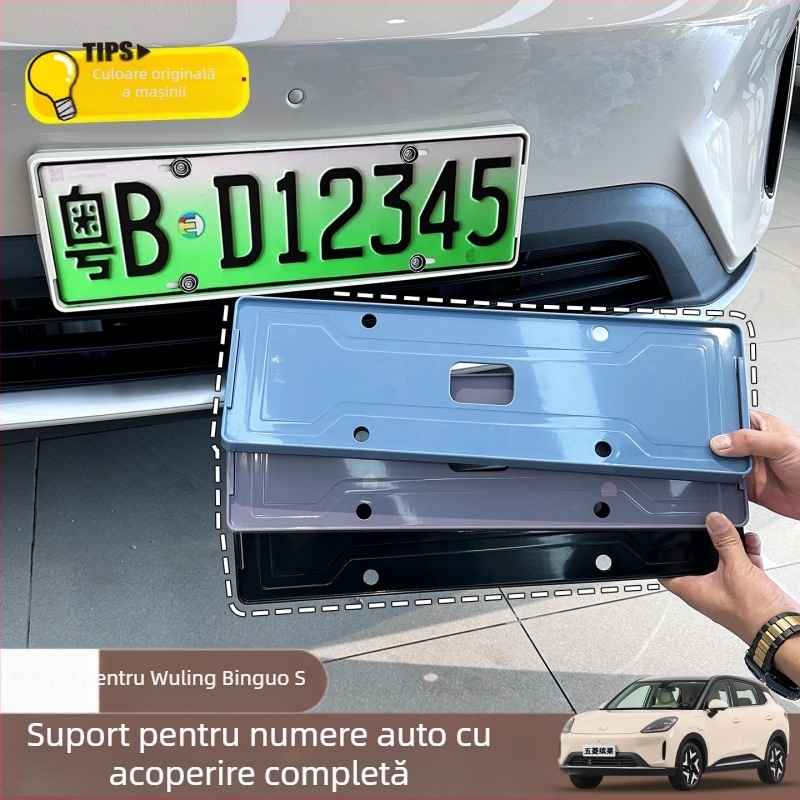 Ramă pentru plăcuța de înmatriculare Wuling Bingo S, design complet înconjurător, ABS material, compatibil cu Wuling Bingo S