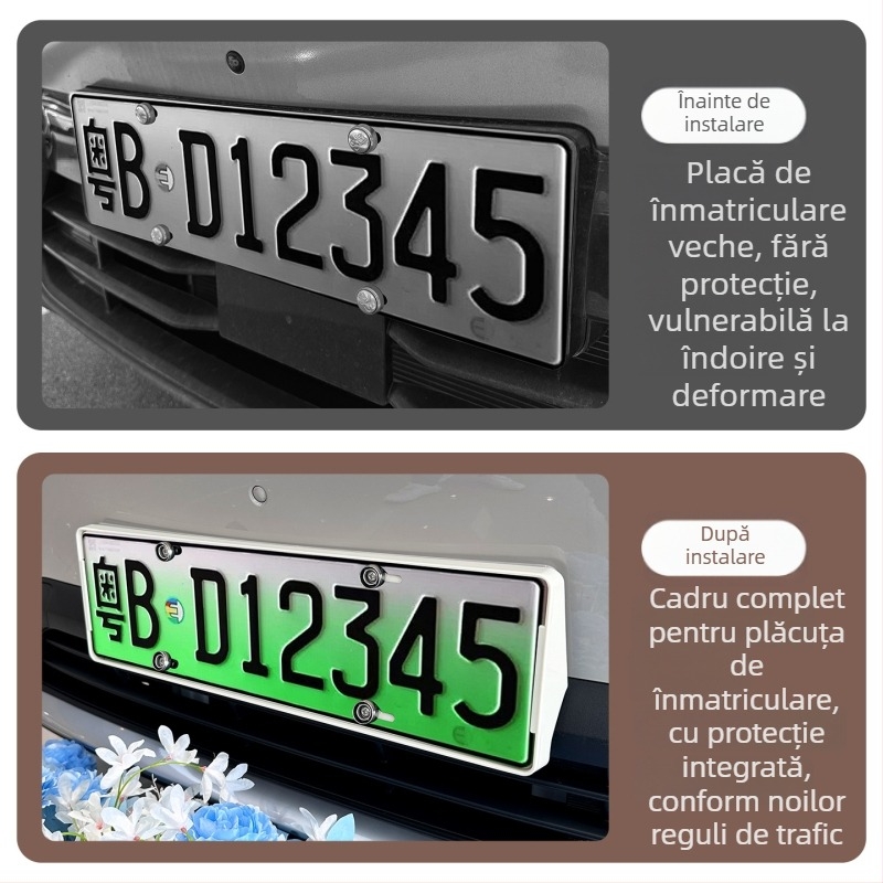 Ramă pentru plăcuța de înmatriculare Wuling Bingo S, design complet înconjurător, ABS material, compatibil cu Wuling Bingo S