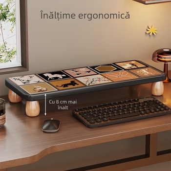 Suport pentru laptop cu ridicare, organizator de birou din lemn, Brand Evesigar/Isijia, Model 2228493012040516736, Stil desktop