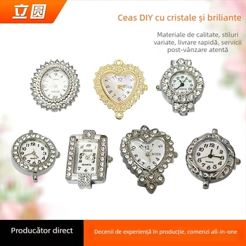 Cadran de ceas DIY în formă de inimă cu rhinestones, reglabil, mișcare standard • Lansare primăvara 2025 • Greutate 16 g