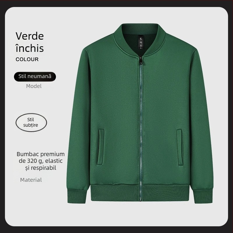 Hanorac-pulover din fleece, în stil cardigan, cu guler înalt și mâneci lungi