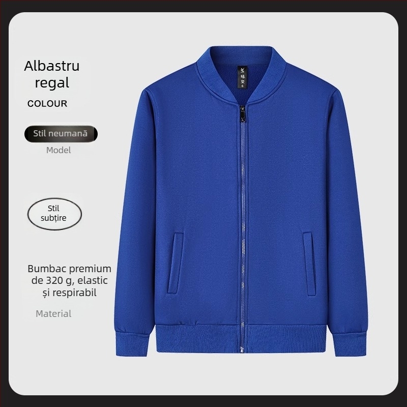 Hanorac-pulover din fleece, în stil cardigan, cu guler înalt și mâneci lungi