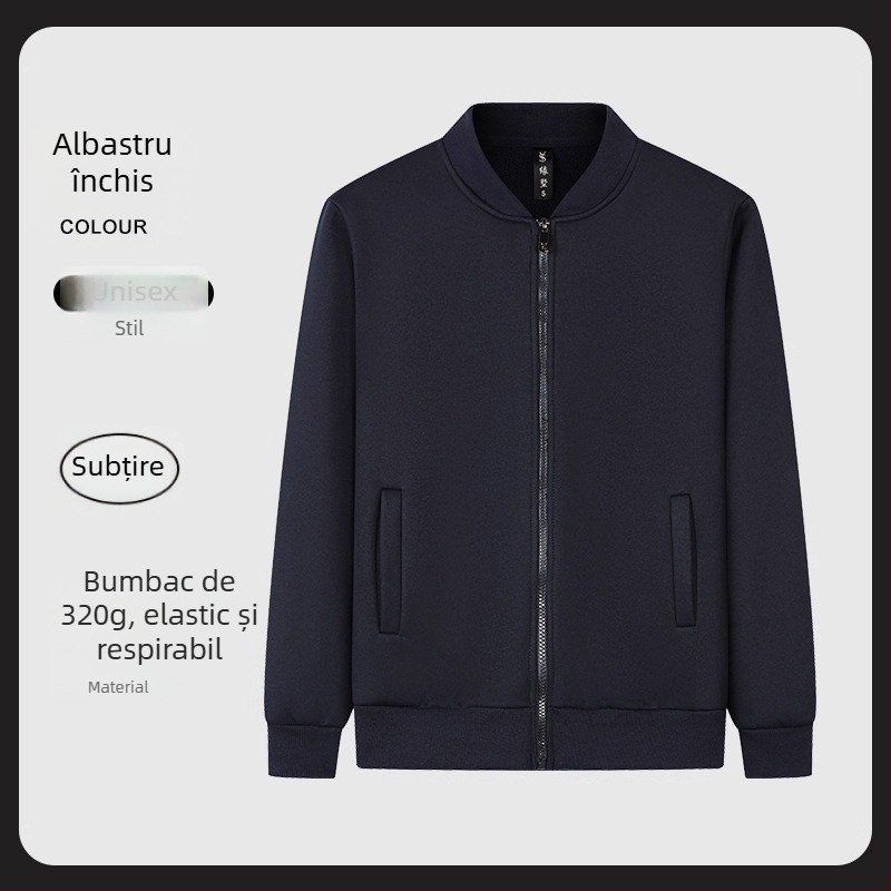 Hanorac-pulover din fleece, în stil cardigan, cu guler înalt și mâneci lungi