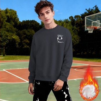 Pulover cu fleece, croială lejeră, mâneci lungi, material din bumbac