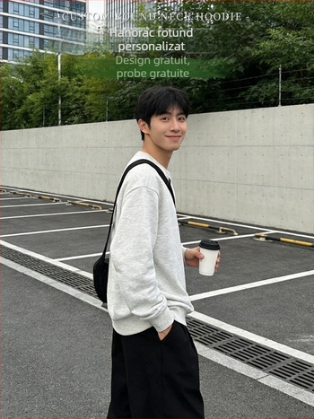 Hanorac fără glugă cu mâneci lungi, 100% poliester, 230 g, guler rotund, fără glugă, colecția de iarnă 2025