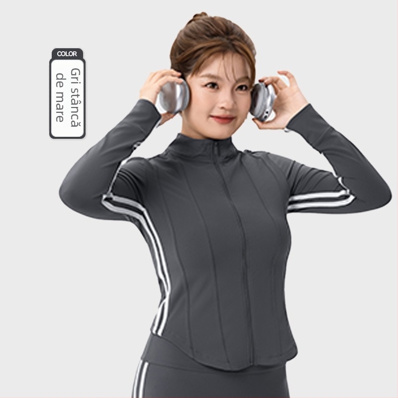 Set sportiv pentru femei plus size - două piese, top cardigan cu mâneci lungi și pantaloni evazați, material 80% nylon, 20% spandex, toamnă-iarna 2025, potrivit pentru yoga și pilates