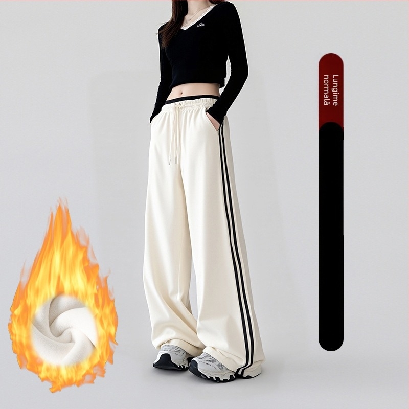 Pantaloni largi pentru femei, talie înaltă, din amestec de bumbac și poliester, casual, toamnă 2025