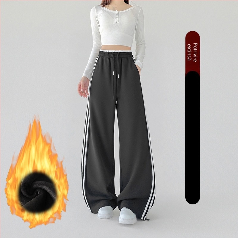 Pantaloni largi pentru femei, talie înaltă, din amestec de bumbac și poliester, casual, toamnă 2025