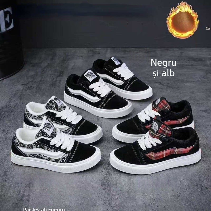 Adidași casual unisex din pânză cu imprimeu Paisley, căptușeală din bumbac, branț din păr sintetic, talpă din cauciuc, șireturi