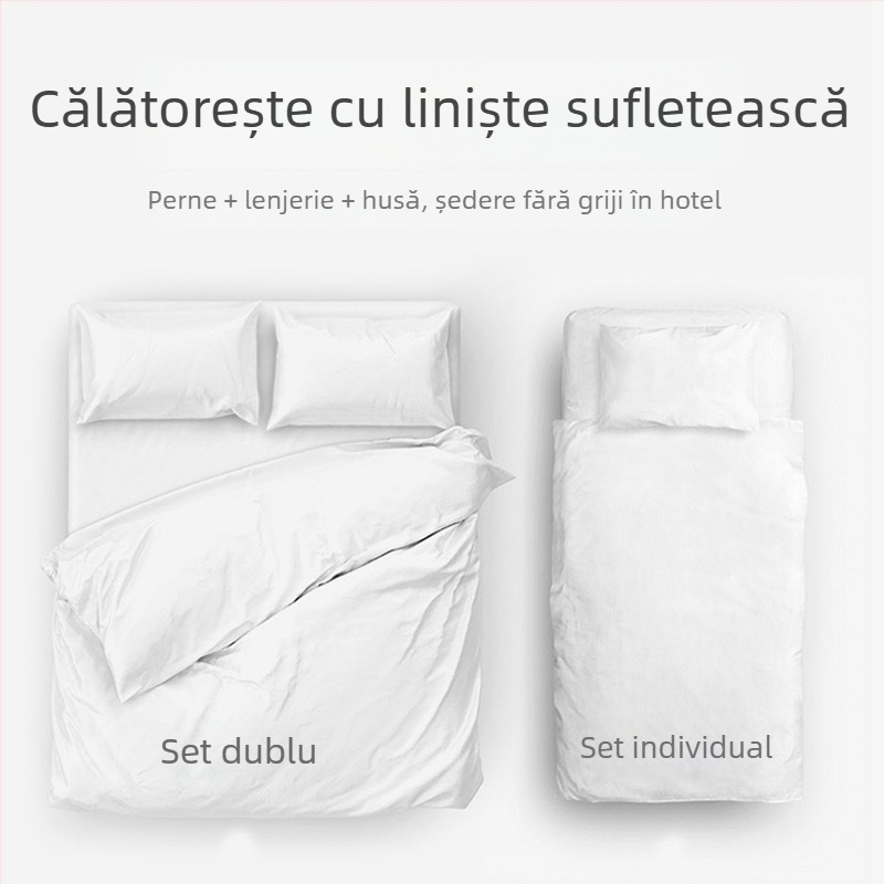Jialiya lenjerie de pat de unică folosință și husă de pilotă pentru hoteluri, țesătură SMS non-țesut, set de patru piese sau trei piese, husă de pilotă îngroșată pentru călătorii, cod JA2035