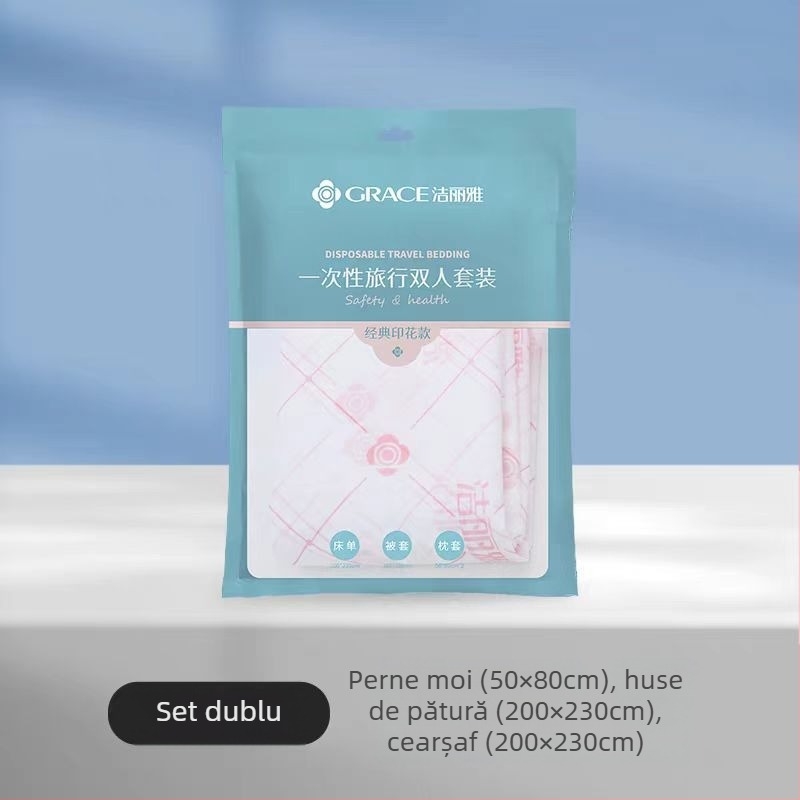 Jialiya lenjerie de pat de unică folosință și husă de pilotă pentru hoteluri, țesătură SMS non-țesut, set de patru piese sau trei piese, husă de pilotă îngroșată pentru călătorii, cod JA2035