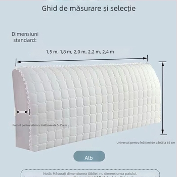 Husă elastică groasă din piele moale pentru tetieră patului din lemn — universală, simplă și modernă
