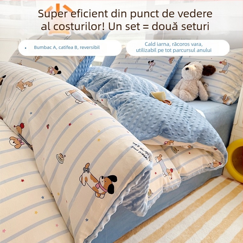 Husă de pilotă AB, din 100% bumbac, velur lapte, căptușită cu fleece pentru iarnă, groasă, 150x200 cm