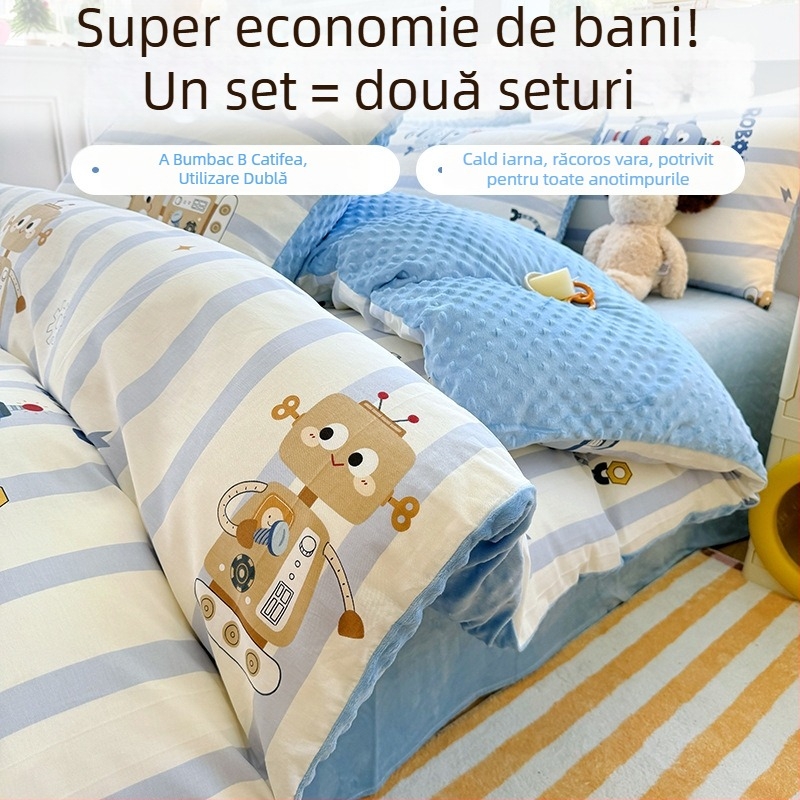 Husă de pilotă AB, din 100% bumbac, velur lapte, căptușită cu fleece pentru iarnă, groasă, 150x200 cm