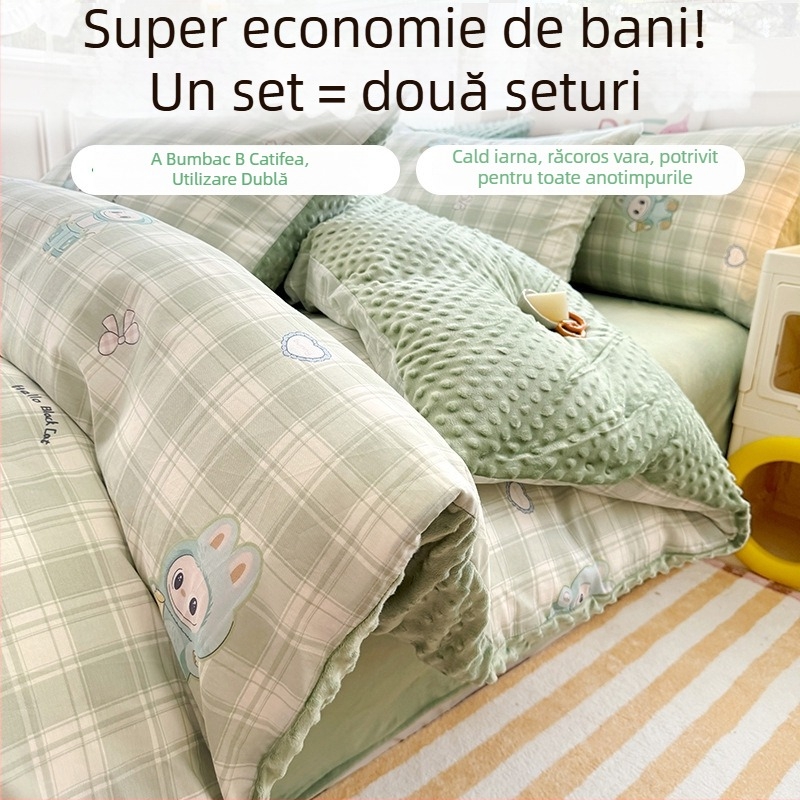 Husă de pilotă AB, din 100% bumbac, velur lapte, căptușită cu fleece pentru iarnă, groasă, 150x200 cm