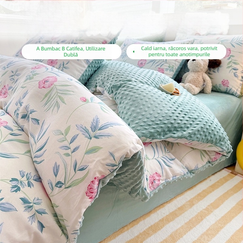 Husă de pilotă AB, din 100% bumbac, velur lapte, căptușită cu fleece pentru iarnă, groasă, 150x200 cm