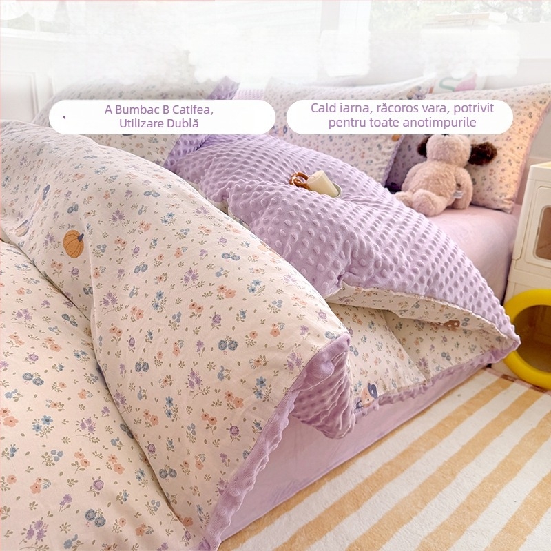 Husă de pilotă AB, din 100% bumbac, velur lapte, căptușită cu fleece pentru iarnă, groasă, 150x200 cm