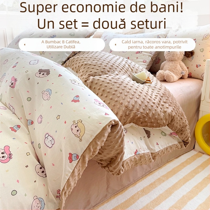 Husă de pilotă AB, din 100% bumbac, velur lapte, căptușită cu fleece pentru iarnă, groasă, 150x200 cm