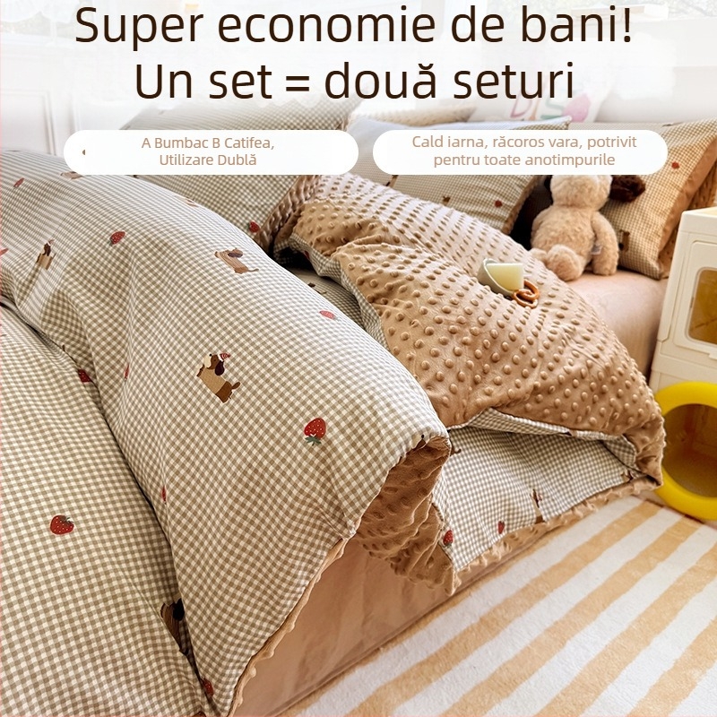 Husă de pilotă AB, din 100% bumbac, velur lapte, căptușită cu fleece pentru iarnă, groasă, 150x200 cm