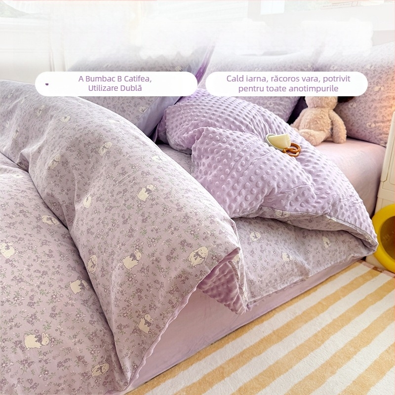 Husă de pilotă AB, din 100% bumbac, velur lapte, căptușită cu fleece pentru iarnă, groasă, 150x200 cm