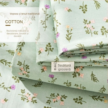 Set de lenjerie de pat din bumbac 100% în dungi — țesătură jacquard și simplă, vopsire reactive, stil pastoral