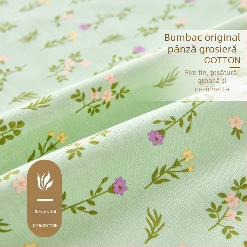 Set de lenjerie de pat din bumbac 100% în dungi — țesătură jacquard și simplă, vopsire reactive, stil pastoral
