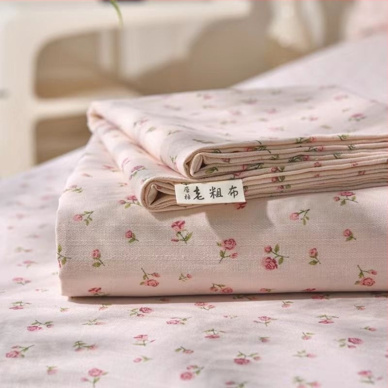 Set de lenjerie de pat din bumbac 100% în dungi — țesătură jacquard și simplă, vopsire reactive, stil pastoral