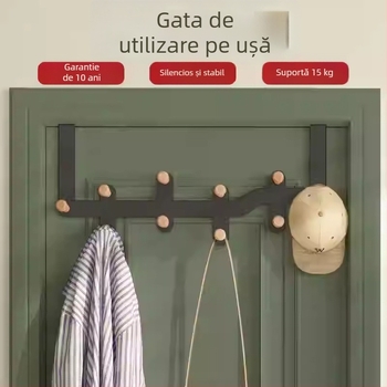 Cuier de ușă din fier, cu mai multe rânduri, agățare din spatele ușii, capacitate 10 kg, stil minimalist modern