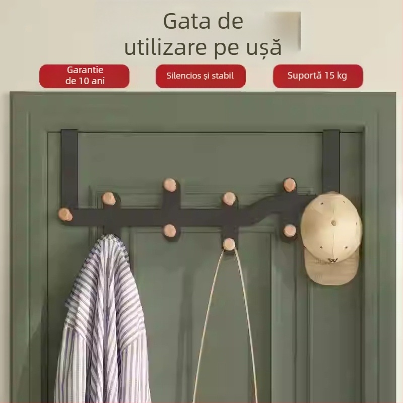 Cuier de ușă din fier, cu mai multe rânduri, agățare din spatele ușii, capacitate 10 kg, stil minimalist modern