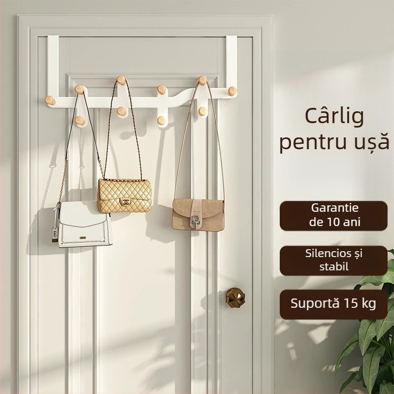Cuier de ușă din fier, cu mai multe rânduri, agățare din spatele ușii, capacitate 10 kg, stil minimalist modern