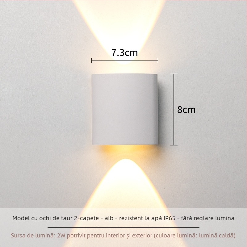 Lampa de perete LED – construcție din aluminiu, 220V, IP65 impermeabil, pentru interior și exterior
