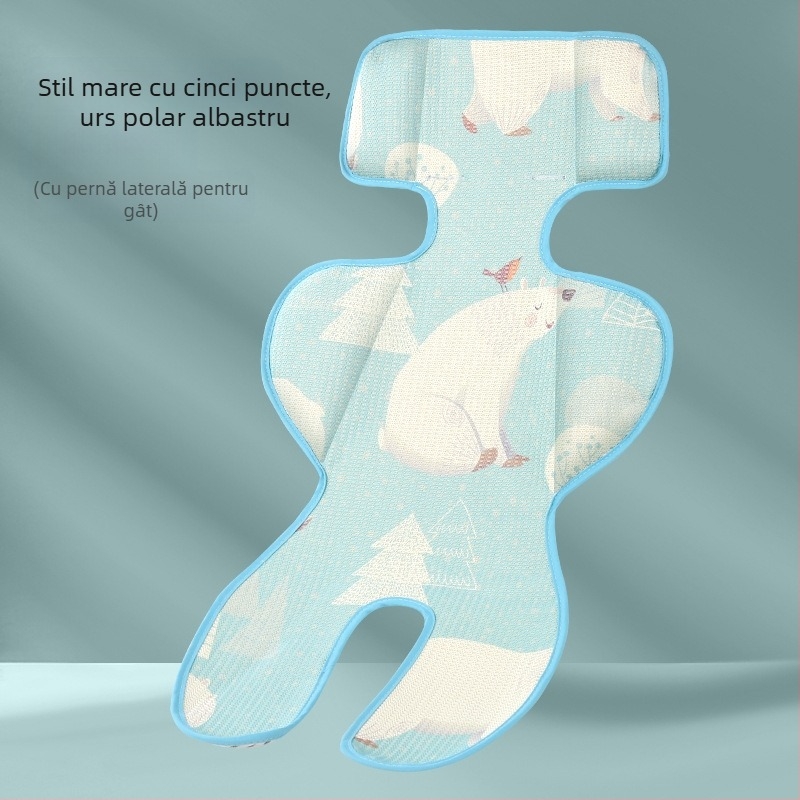 Pernă de răcire pentru căruciorul bebelușului – strat respirabil Ice Silk, fibre de bambus, potrivit pentru 1–2 ani, covoraș pentru bebeluși