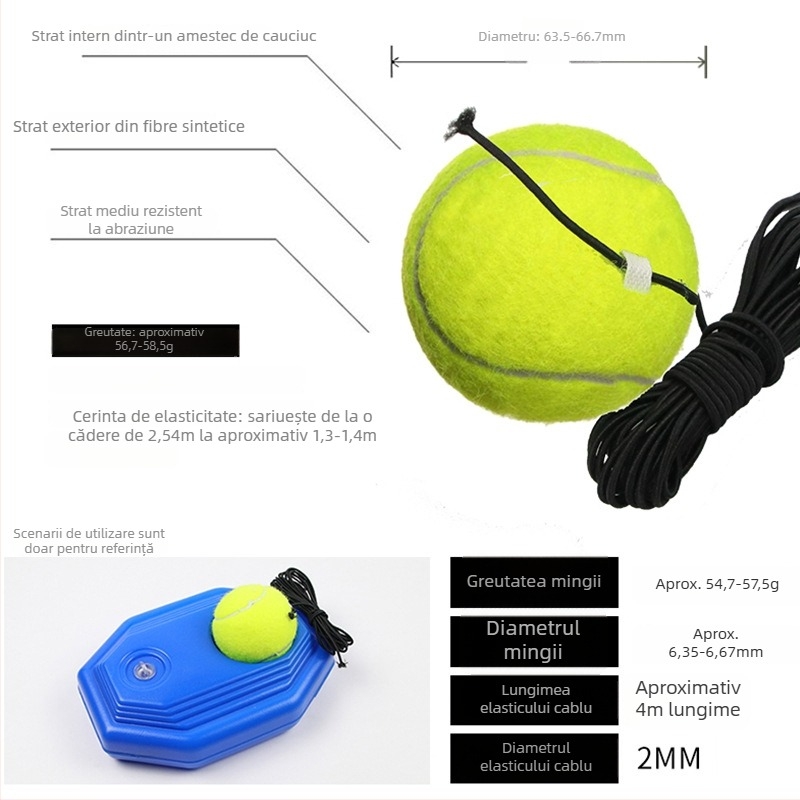 Boca antrenor de revenire pentru tenis cu sârmă elastică, purtabil, fibră sintetică, durabil, pentru începători, logo personalizabil, pentru badminton și tenis